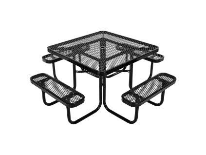 Piknikový set stôl+lavice 45.7 in×45.7 in, lak. oceľ otvor na slnečník