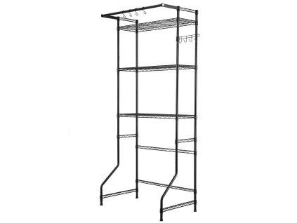 Polica nad práčku a sušičku, 3 poličky, nastaviteľná tyč a háčiky