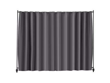 Prenosný paraván so závesom a kolieskami, samostatne stojaci, sivý