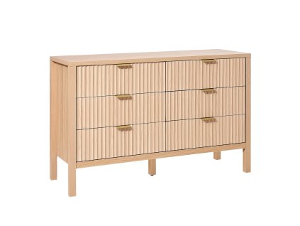 Komoda s 6 zásuvkami, drevená, s výsuvmi a ochranou proti prevráteniu