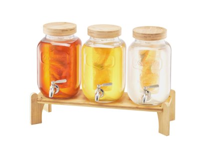 Set 3×3.8L sklenených dávkovačov s infuzérom a nerezovým kohútikom