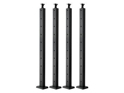 Stĺpik zábradlia 36×1×2 in, nerez, 4 ks, predvŕtané otvory, čierny
