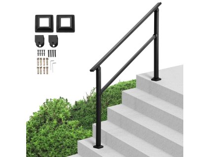 Zábradlie na schody 4-5 stupňov, čierna štvorcová rúrka, oceľ