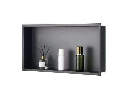 Zabudovateľná sprchová nika 33.0×63.5×10.2 cm nerez čierna vodotesná