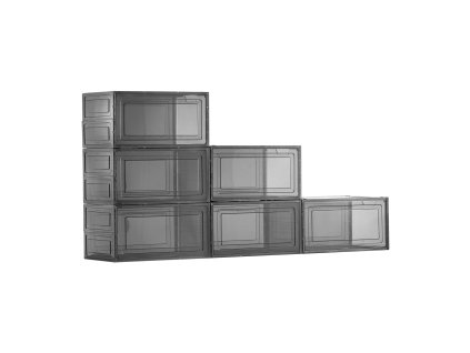 Boxy na topánky 6 ks priehľadné čierne, magnetické dvierka, US size 13