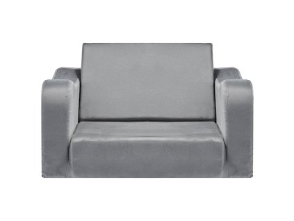 Detská pohovka 2v1 rozkladacia s opierkami, pena 28D, veľ. M, sivá