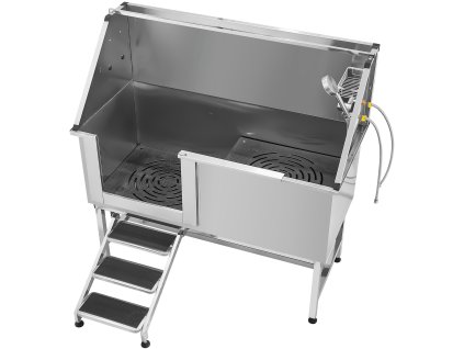 Nerezová vaňa na kúpanie psov 157.48 cm, schody, sprcha, pe filter