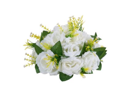 Sada 10 umelých kvetinových gúľ, priemer 240 mm, biela, na stôl