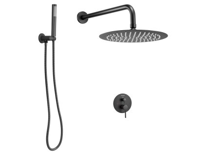 Sprchový set 8-inch (20.3cm) hlavica ručná mosadz ventil mat. čierna