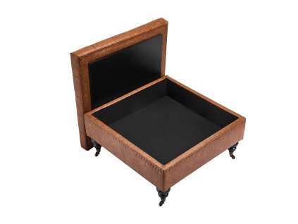 Štvorcový taburet 80 cm s úložným priestorom, čalúnený z pu, kolieska