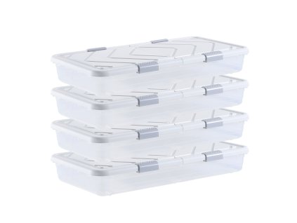 Úložné boxy pod posteľ 805×396×175 mm s kolieskami, s vekom, 4 ks