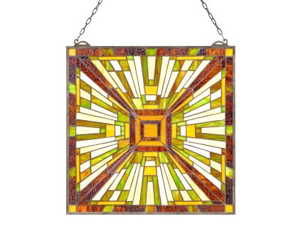 Vitrážný okenný panel 501×527 mm, vertikálny, zavesený reťazou