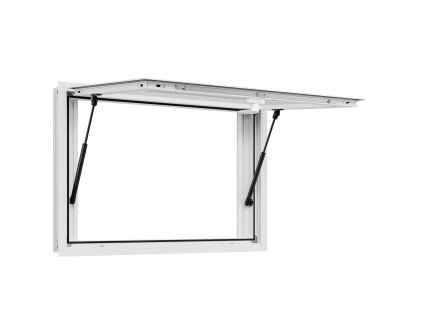 Výdajné okno hliníkové 92×61 cm, 2 posuvné okná, otváranie do 85°