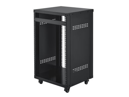 16U otvorený rack, 90.7 kg nosnosť, uzamykateľné kolieska, pre av/it