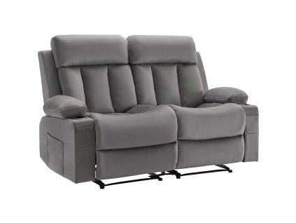 Elektrické dvojmiestne kreslo s polohovaním, vyhrievaním, USB, sivé