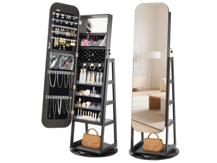 Otočná šperkovnica 360° 1600 mm, plné zrkadlo, uzamykateľná, 2 kľúče