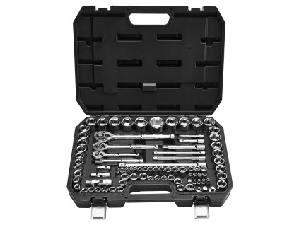 Sada nástrčných hlavíc a ráčna 86 diel, 9,5/6,4/12,7 mm, sae/metrická