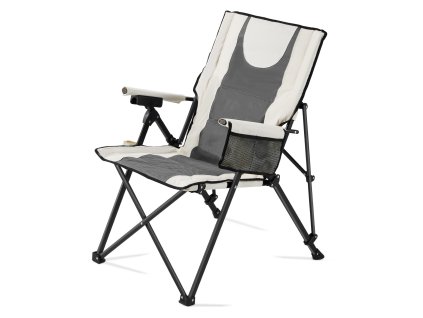 Skladacia kempingová stolička, 3 pol., vysoké operadlo 260lbs nosnosť