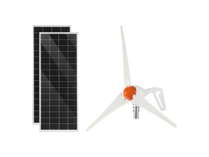 Solárno-veterný set 12 V 400 W, 2×100 W panely, 200 W turbína mppt