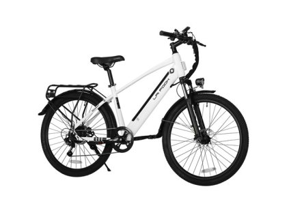 LAIFOOK Seeker Electric Bike, 250W Motor, 36V 9Ah Battery, 26'' Tires, 25km/h Max Speed, 60km Range, Front Fork Suspension, Disc Brakes, SHIMANO 7 Speed, LCD Display - White