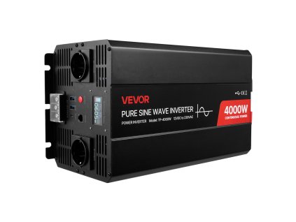 Menič 12V na 230V 4000W čistý sínus, diaľk. ovl., 2 ac, 2 usb, type‑c