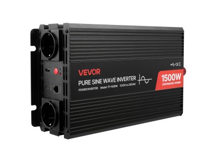 Menič napätia 1500W 12V DC na 230V AC čistá sínusová, 2×AC, usb-c
