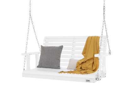 Záhradná hojdačka lavica 4 ft biela, nosnosť 880 lbs, reťaze