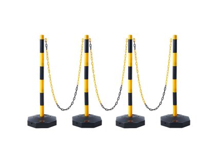 Nastaviteľné dopravné kužele 4 ks s naplnenou podstavou, reťaz 8FT