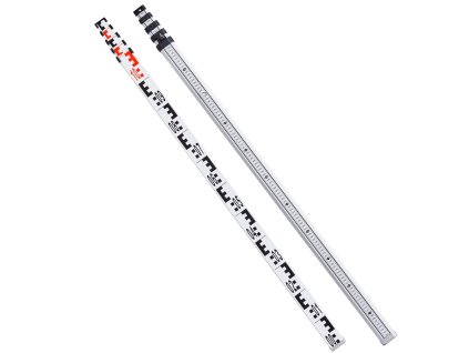 Teleskopický merací prút 5M hliníkový obojstranný cm/mm vodováha