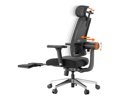 NEWTRAL MagicH-BPro Ergonomic Chair with Footrest, Auto-Following Backrest Headrest, Adaptive Lower Back Support, Adjustable Armrest, 4 Positions to Lock - Black