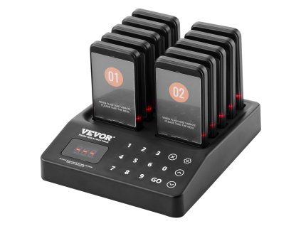 Bezdrôtový pager systém 400m, 10 pagerov, vibrácia a blikanie