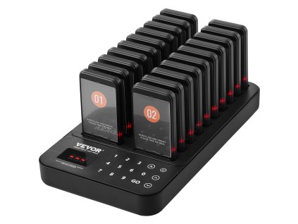 Bezdrôtový pagerový systém 20 pagerov 400m dosah vibrácia a blikanie