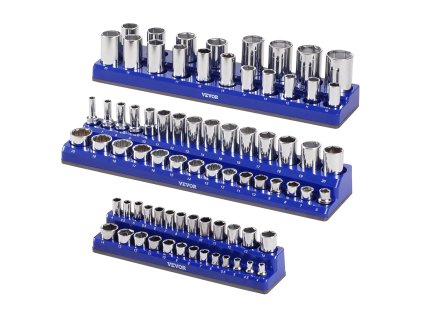 Magnetický organizér hlavíc 3ks 1/4'', 3/8'' a 1/2'', s popismi, 75 ks