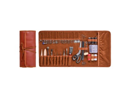 Sada nástrojov na kožené práce 72 pcs s prenosnou taškou na razenie