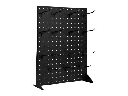 Stolový pegboard stojan 43×33 cm, 15 háčikov, valcovaná oceľ, čierny