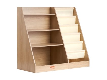 Detský knižný regál 4-policový, úložný organizér na hračky