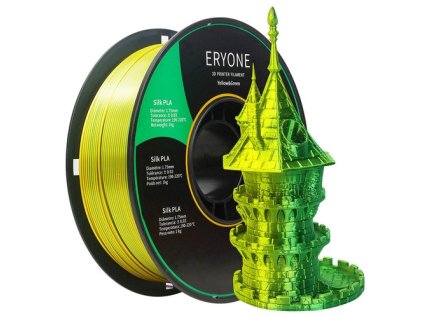ERYONE Dual Color Silk PLA Filament for 3D Printers, 1.75mm Tolerance +/- 0.03mm, 1kg (2.2LBS)/Spool - Yellow and Green