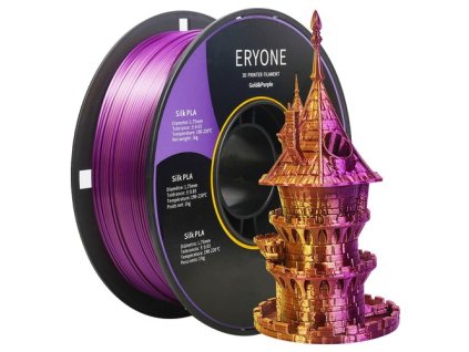 ERYONE Dual Color Silk PLA Filament for 3D Printers, 1.75mm Tolerance +/- 0.03mm, 1kg (2.2LBS)/Spool - Yellow and Purple