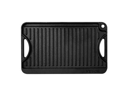 Liatinová obojstranná grilovacia platňa 14×8.5 inch, predom ošetrená