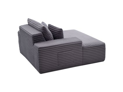 Leňoška čalúnená 1380 mm s opierkami a vankúšmi, hlboké sedenie, sivá