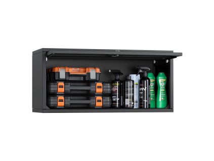 Kovová nástenná skrinka 77×30,5×35,6 cm, nosnosť 54,5 kg s dvierkami