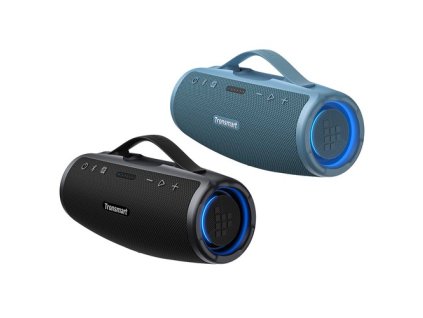 2pcs Tronsmart Mirtune S100 Portable Outdoor Speaker, Bluetooth 5.3, Customizable EQ, 50W Output, 20 Hours of Playtime, IPX7 Waterproof, Retractable Handle - Blue + Black