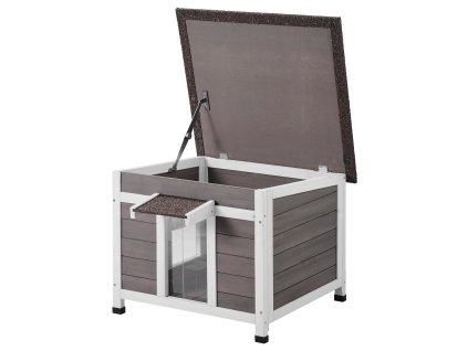 Vonkajší domček pre mačky z dreva s oknom pvc dvierkami 24"×21"×18"