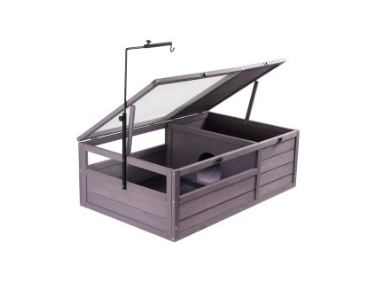 Drevená búda pre korytnačku 2-komorová s držiakom lampy 38×24×13 inch