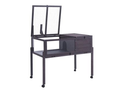 Drevené terárium vnútorné/vonkajšie pre malé plazy, kolieska, stojan