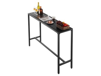 Barový stôl 140×37.5 cm, vodoodporný vrch, pevný kovový rám na terasu