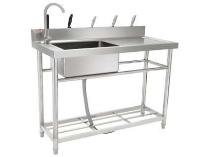 Nerezový stojaci jednokomorový drez s pracovným stolom 119.4×50×95 cm