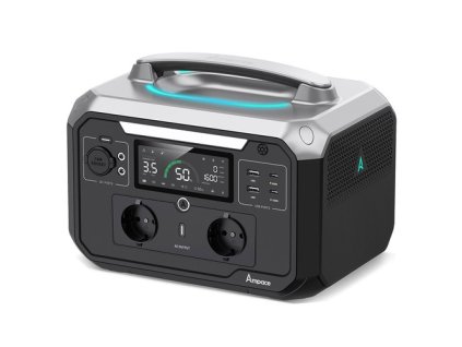 Ampace Andes 600 Pro Portable Power Station, 584Wh LiFePO4 Hybrid Battery, 600W(Surge 1800W) SiCPrime Solar Generator, Recharge to 80% in 1 Hour, 2xAC 2xUSB-A 2xUSB-C 2x5521 1xCar Socket, 2000 Cycles, -20℃~45℃, APP Control, for Outdoor, RVs, Home Use