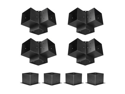 Sada trojcestných držiakov pre stĺpy 6×6 inch, vnút. 142×142 mm, 4 ks