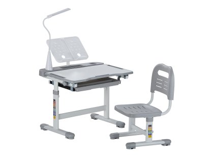 Detský stôl+stolička s lampou, nastaviteľná výška, sklon 0–40°